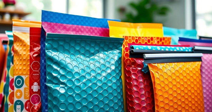 Envelope bolha colorido para proteção e estilo em envios